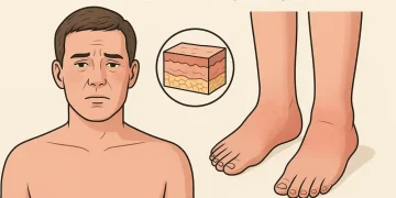 Close-up-of-ankle-swelling-caused-by-edema