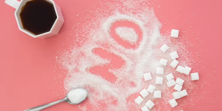 Pile-of-sugar-cubes-on-a-table
